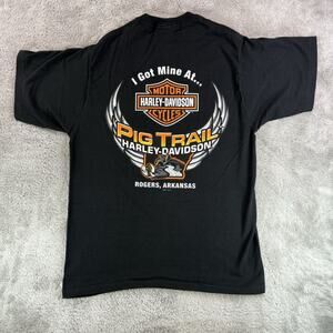 Harley Davidson Life Begins T-Shirt 2011 Pig Trail Rogers AR Black Mens Medium
